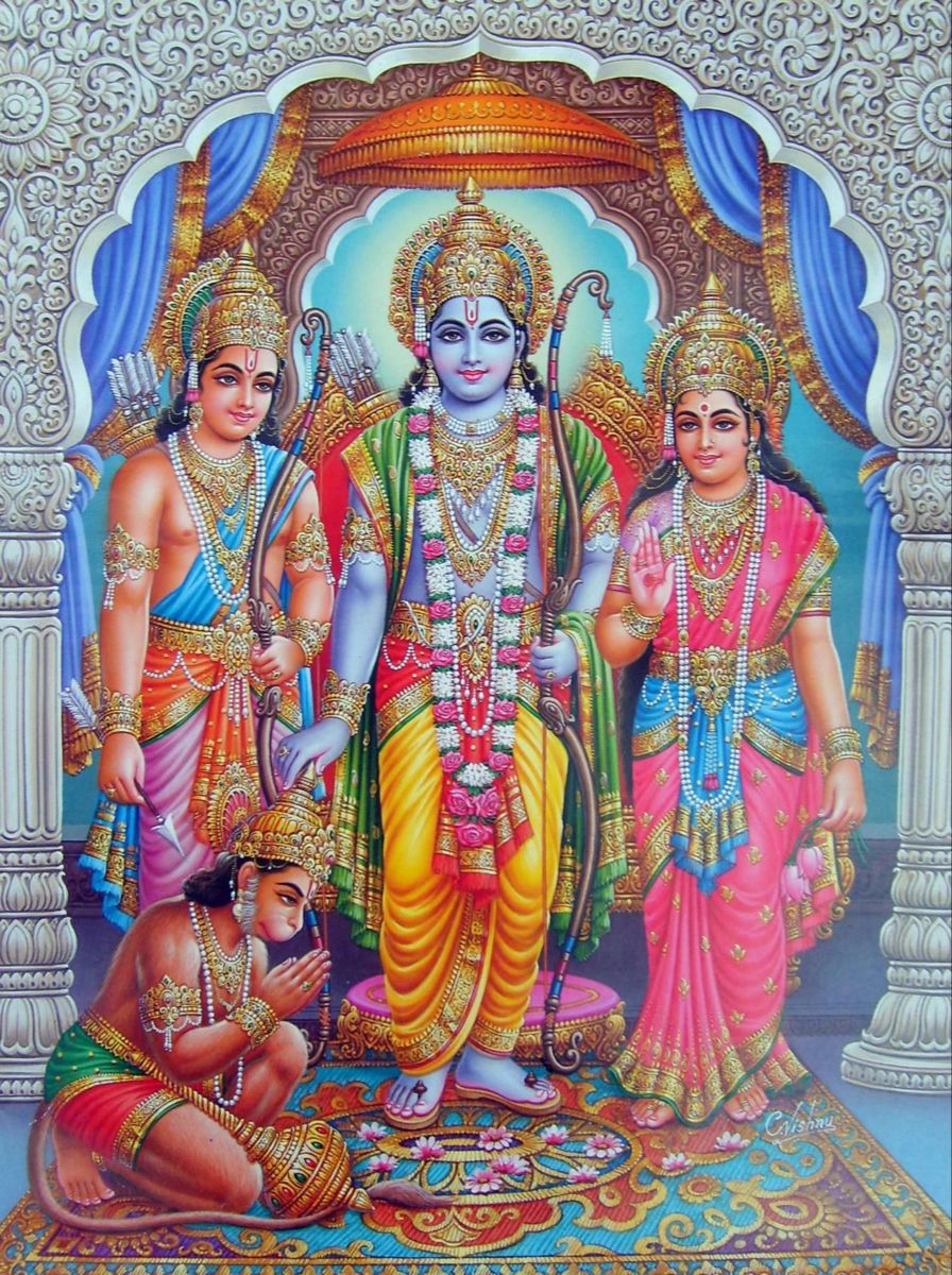 Lord Ram with Sita, Lakshman, and Hanuman