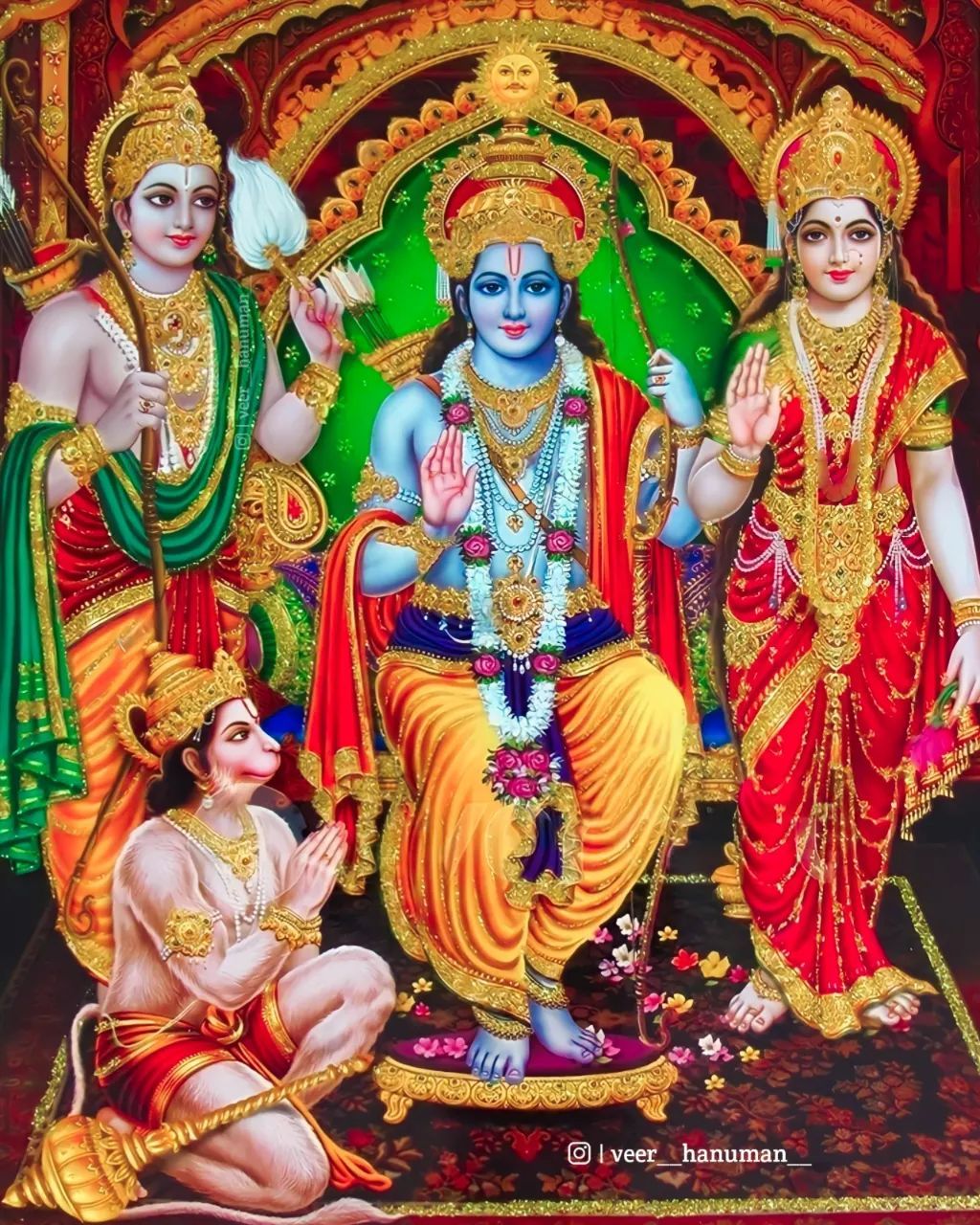 Lord Ram with Sita, Lakshman, and Hanuman
