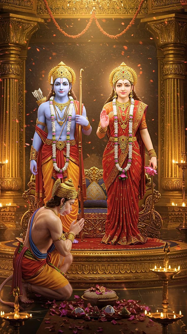 Lord Ram Sita and Hanuman devotional image