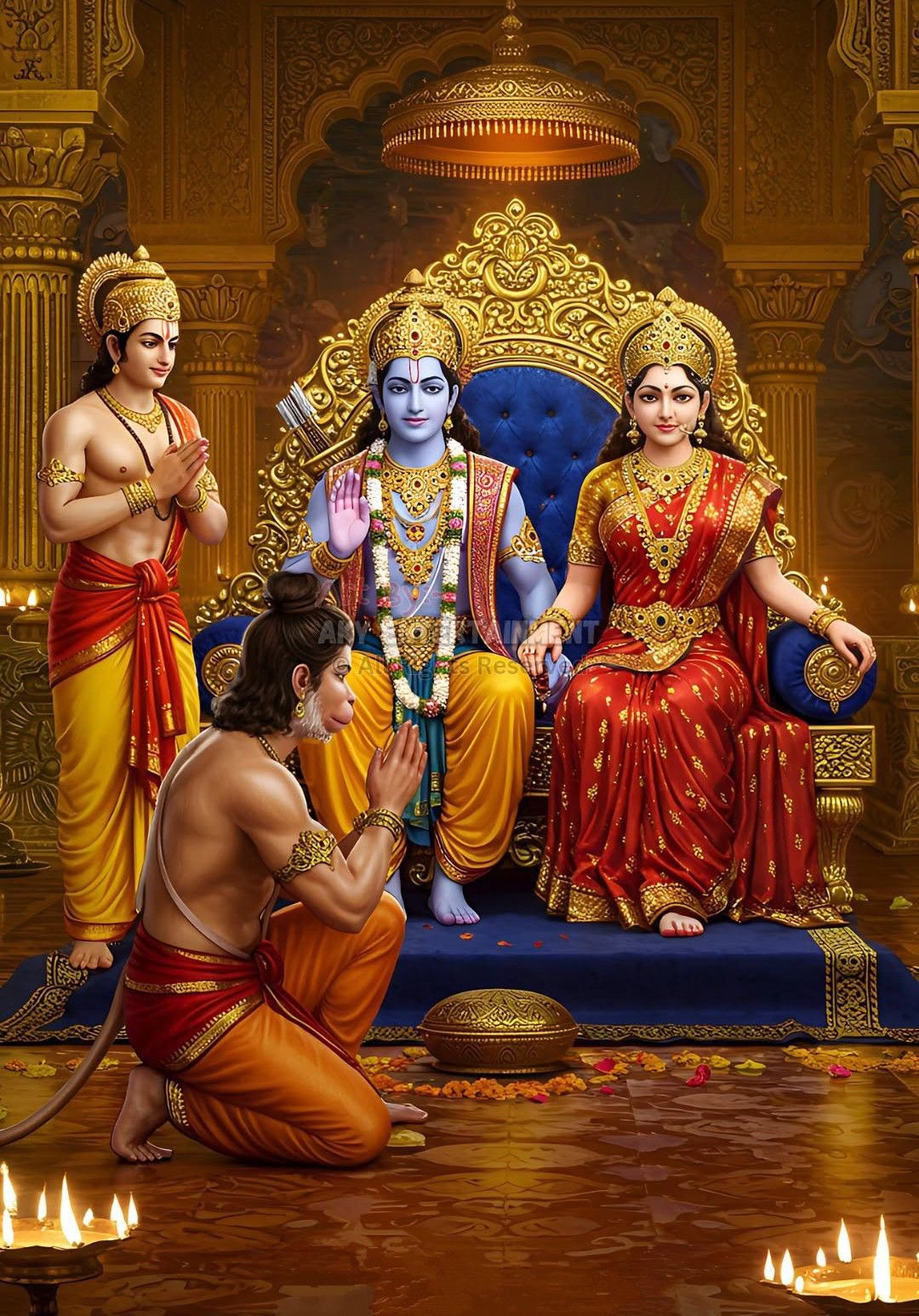 Lord Ram with Sita and Hanuman