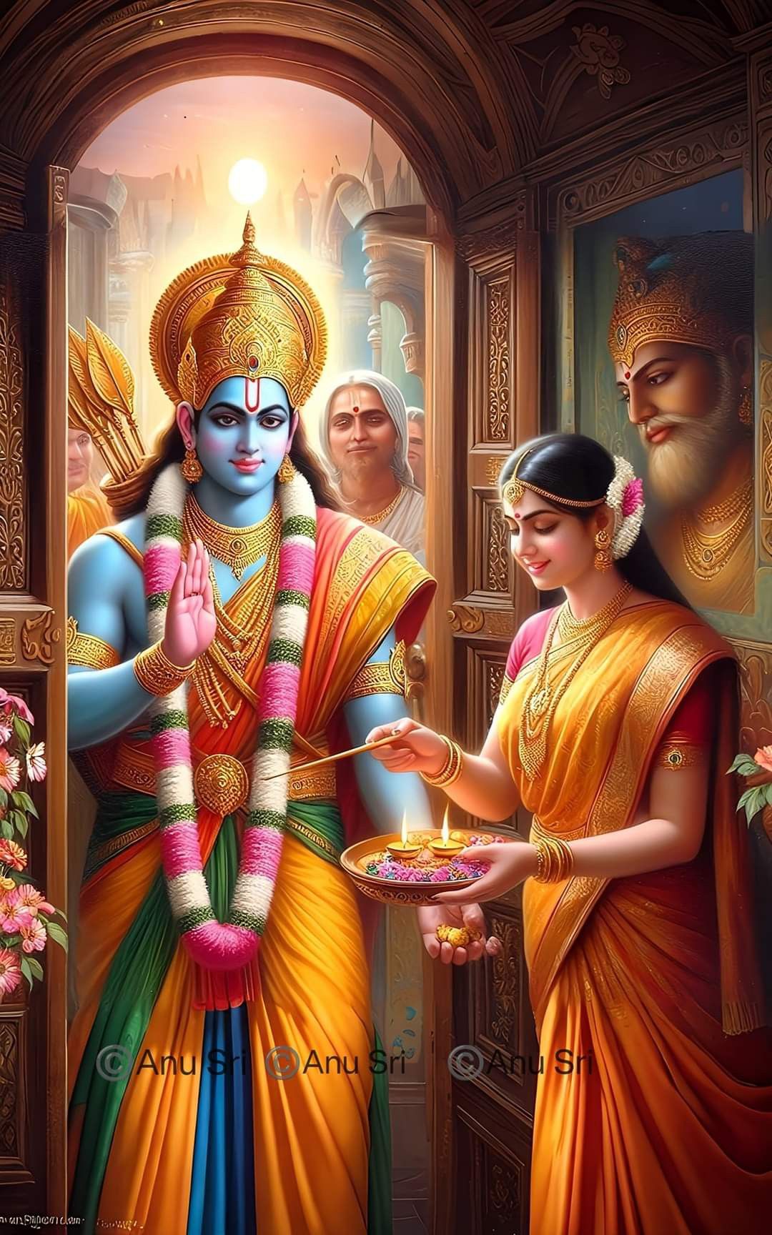 Lord Ram with Sita, Lakshman, and Hanuman