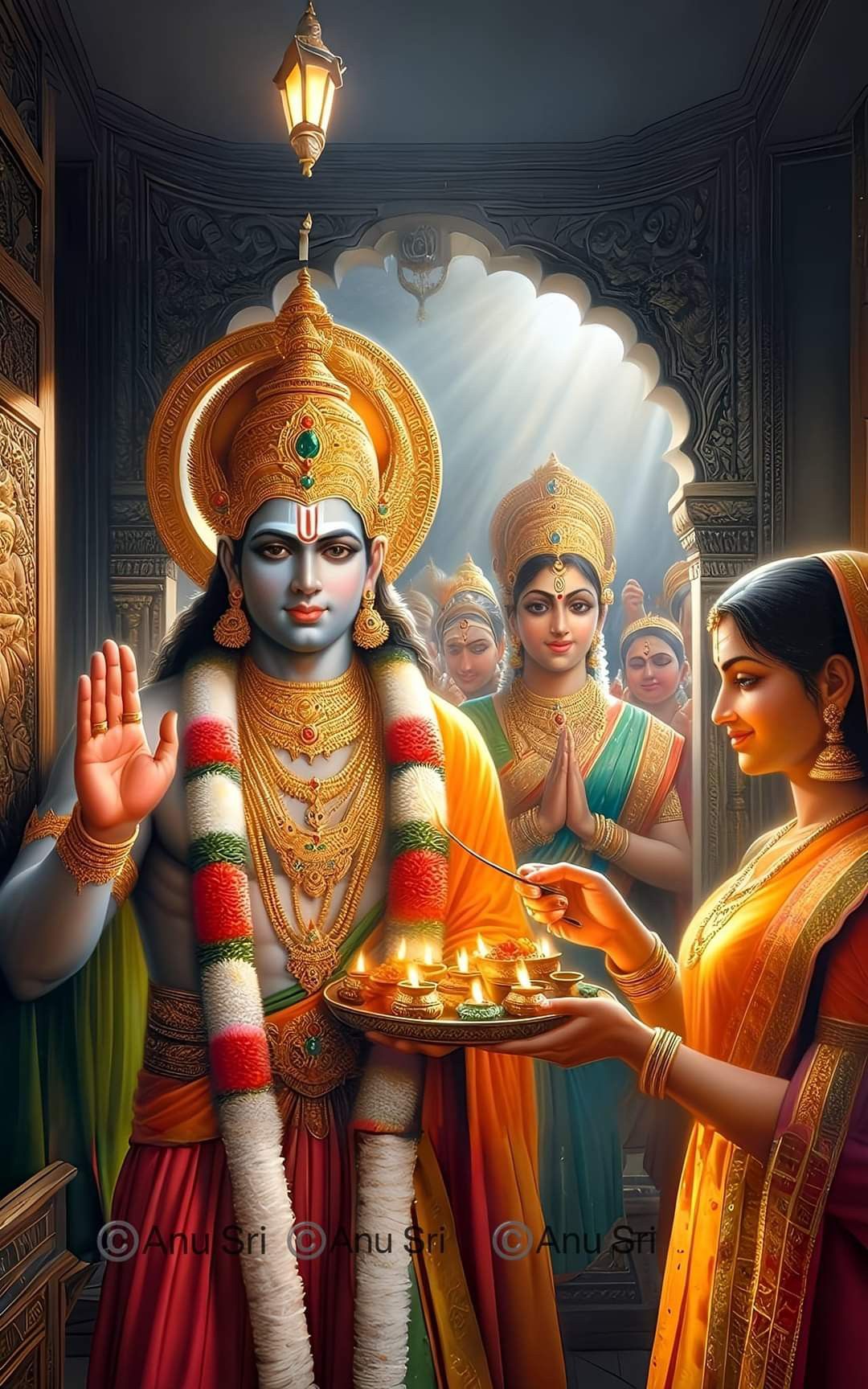 Lord Ram with Sita and Hanuman