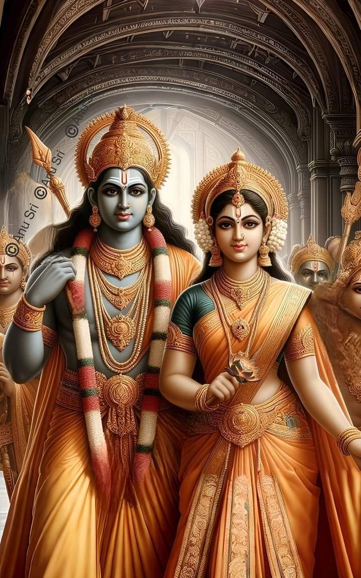 Ram and Sita with Hanuman