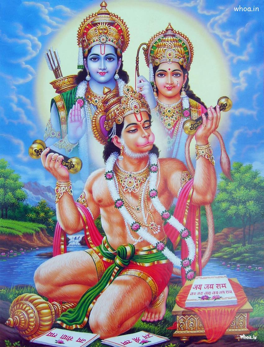 Lord Ram, Sita and Hanuman divine image