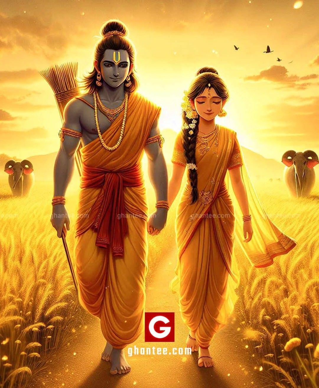 Lord Ram and Sita walking together