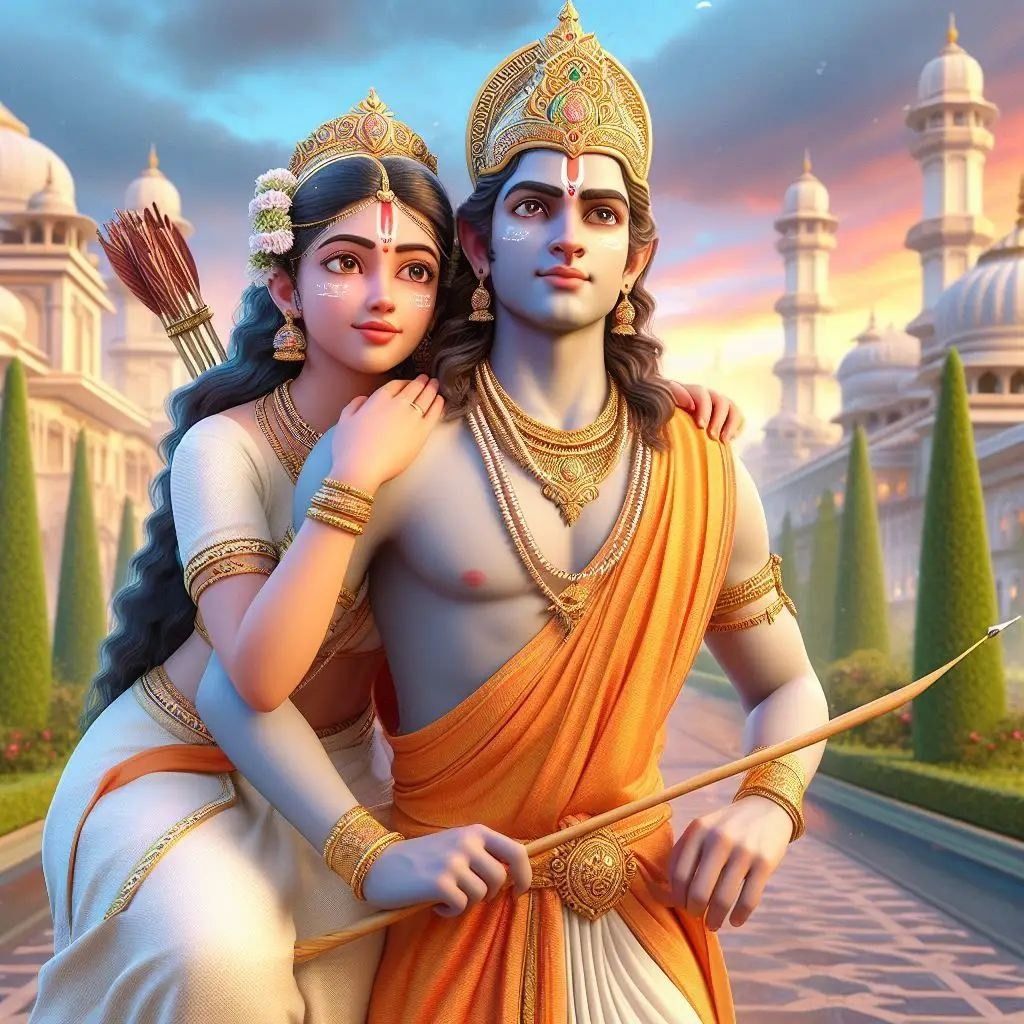 Lord Ram and Sita divine portrait