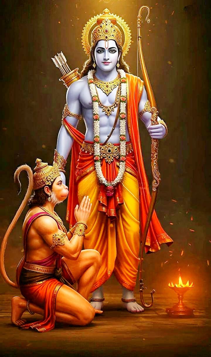 Lord Ram with Hanuman in prayer