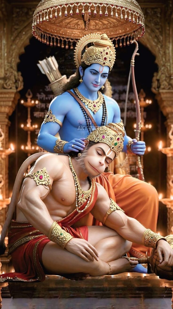 Lord Ram with Hanuman and Sita