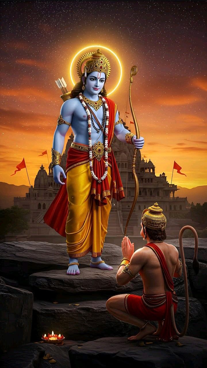 Lord Ram with Hanuman, ready for battle