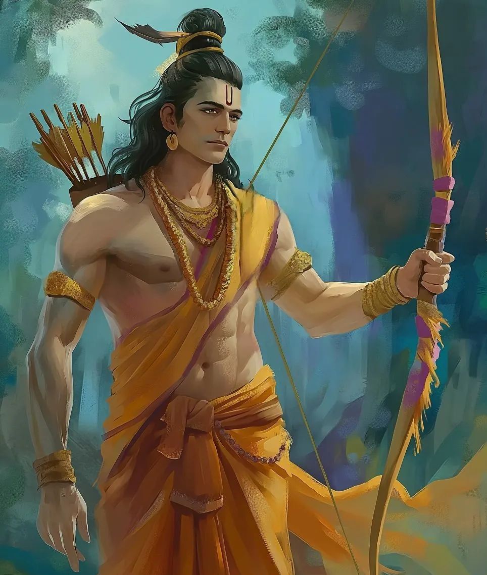 Lord Ram with bow and arrow portrait