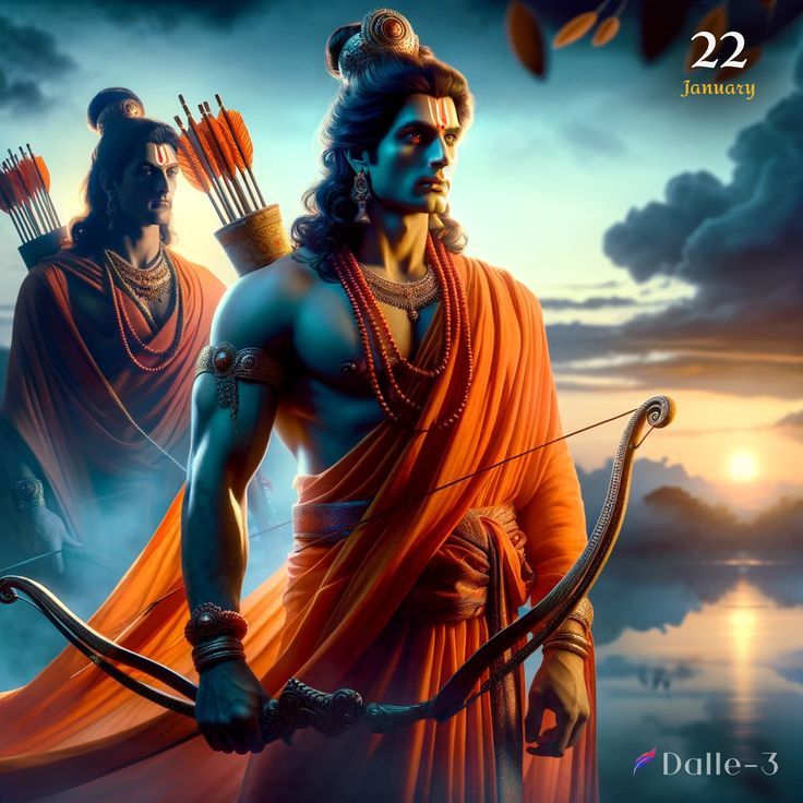 Lord Ram poised with bow and arrow