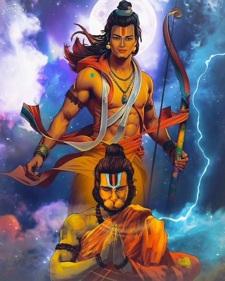 Ram and Hanuman devotional wallpaper