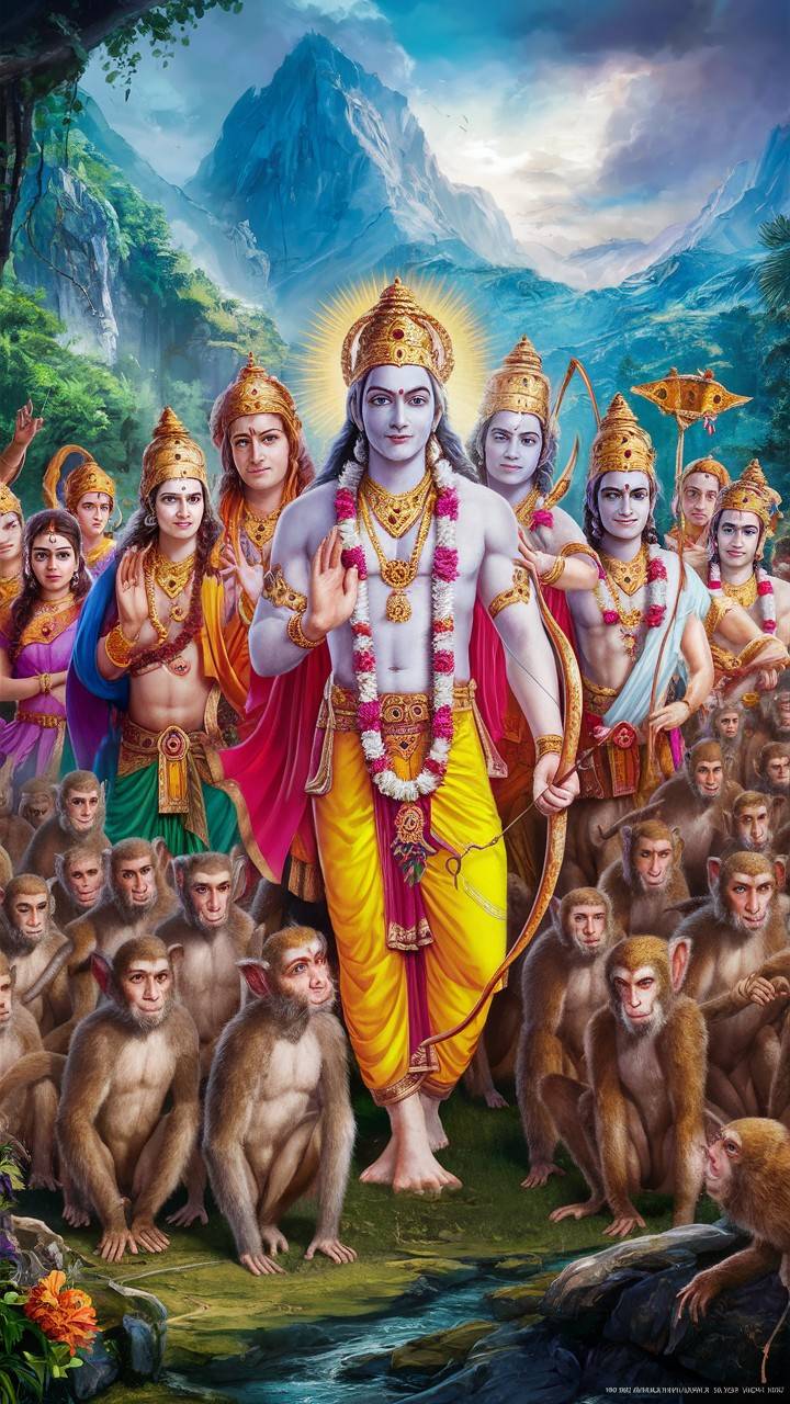Lord Ram with Hanuman and vanara sena