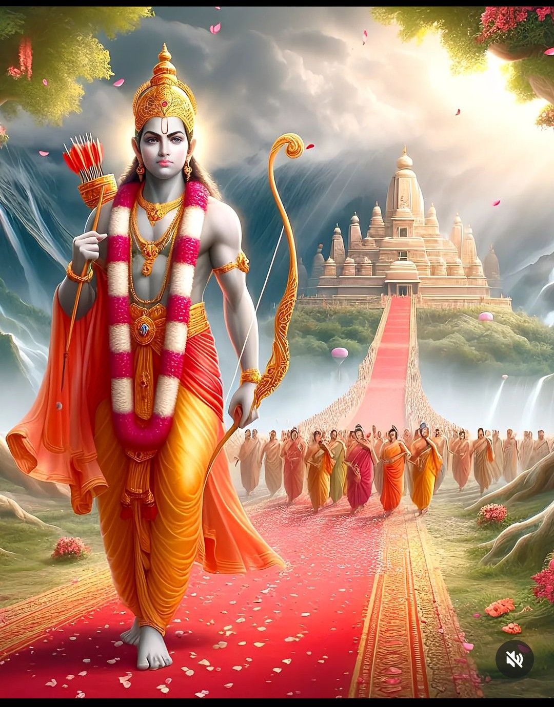 Lord Ram leading army across Ram Setu