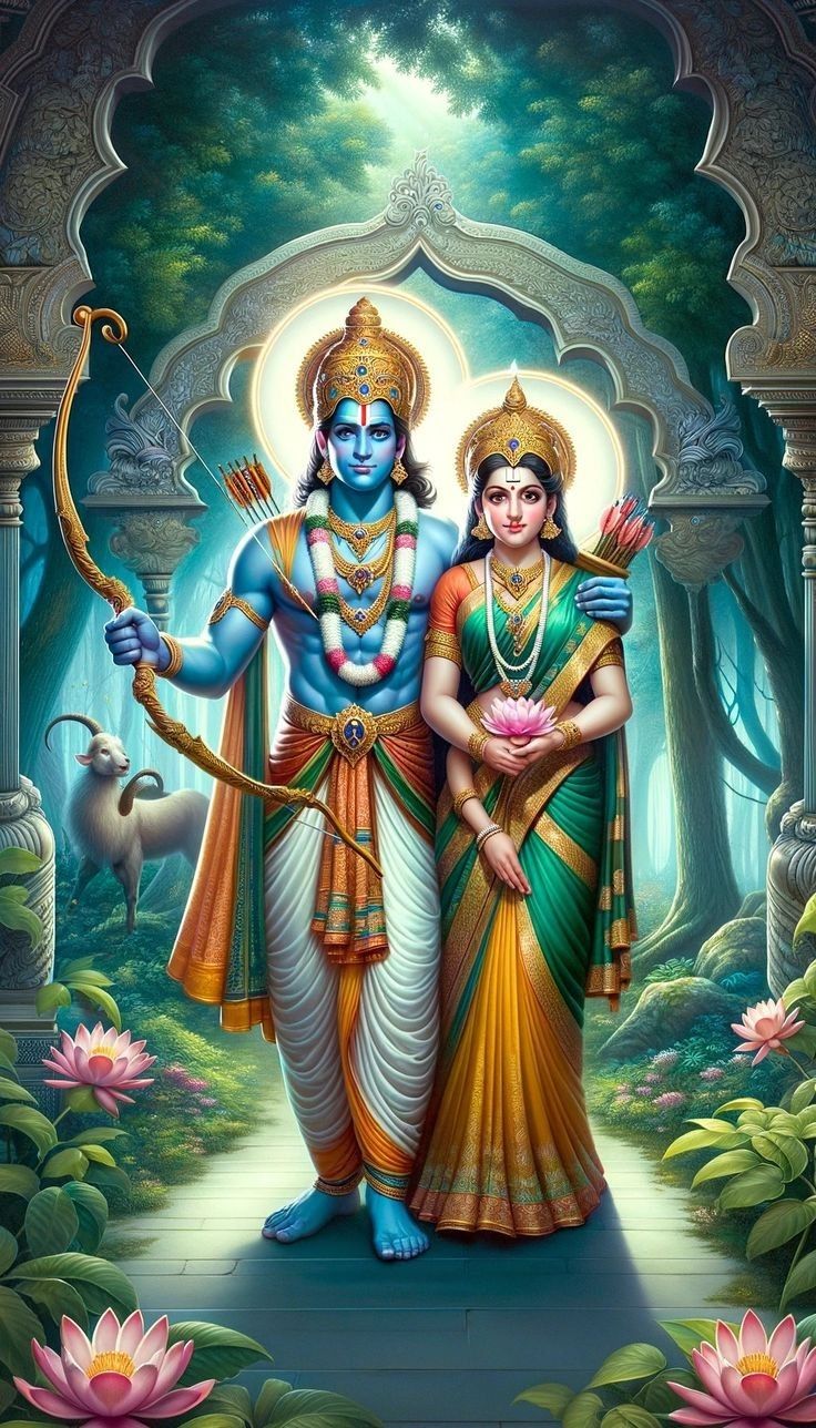 Rama and Sita in a forest setting