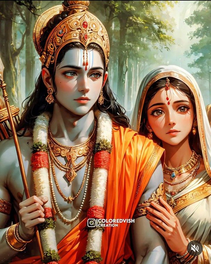 Lord Ram and Sita, a divine couple.