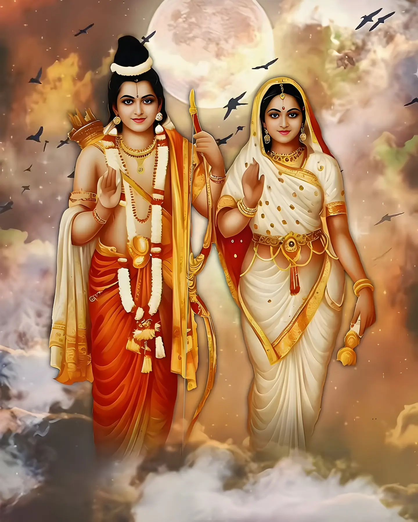 Lord Ram and Sita in divine pose
