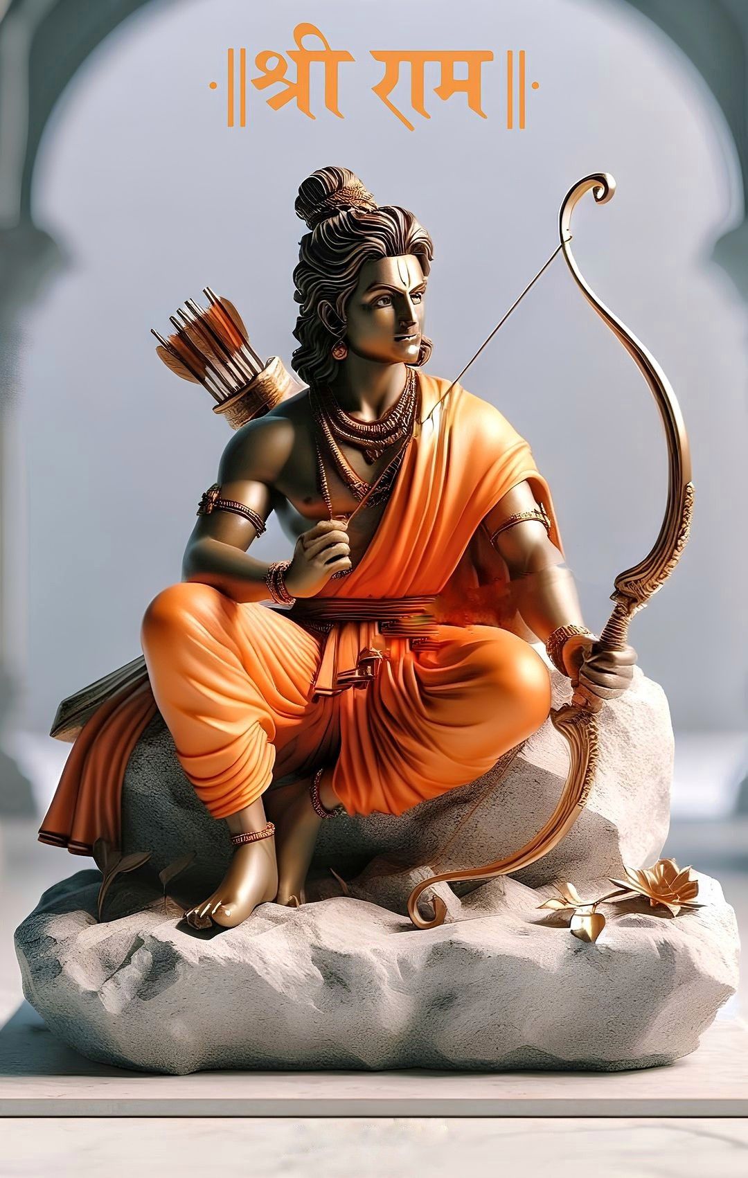 Lord Ram seated with bow and arrow