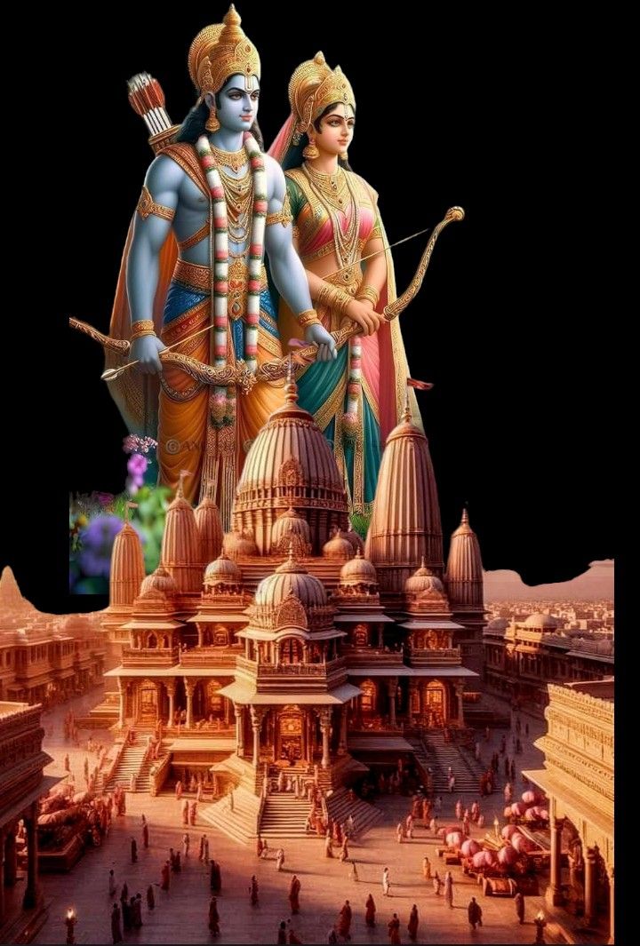 Lord Ram and Sita atop a temple