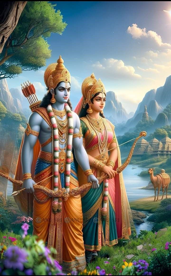 Lord Ram and Sita in forest setting