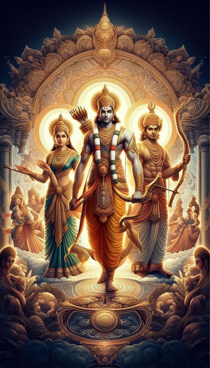 Lord Ram with Sita and Lakshman