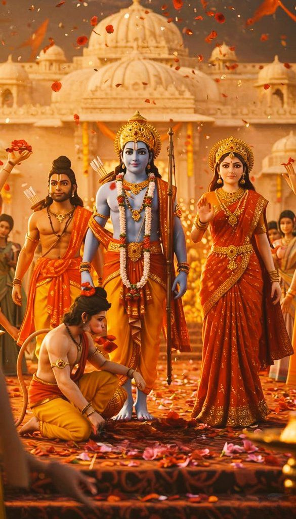 Lord Ram with Sita, Lakshman, and Hanuman