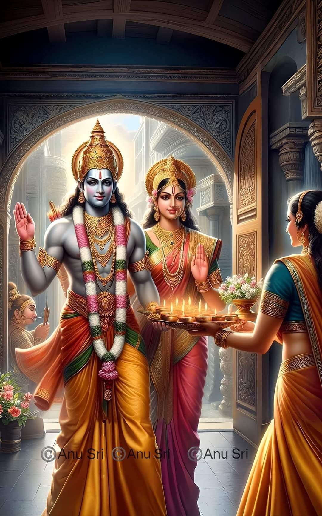 Lord Ram and Sita in royal attire