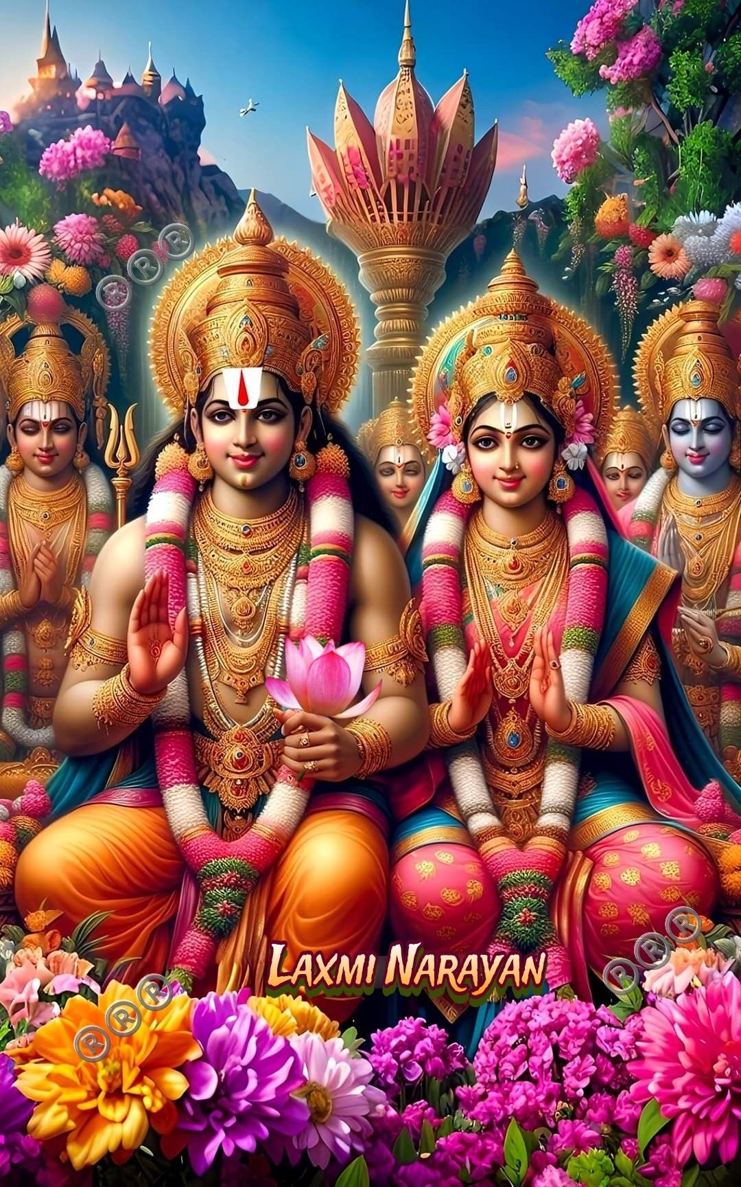 Lord Ram Sita Lakshman Hanuman divine portrait