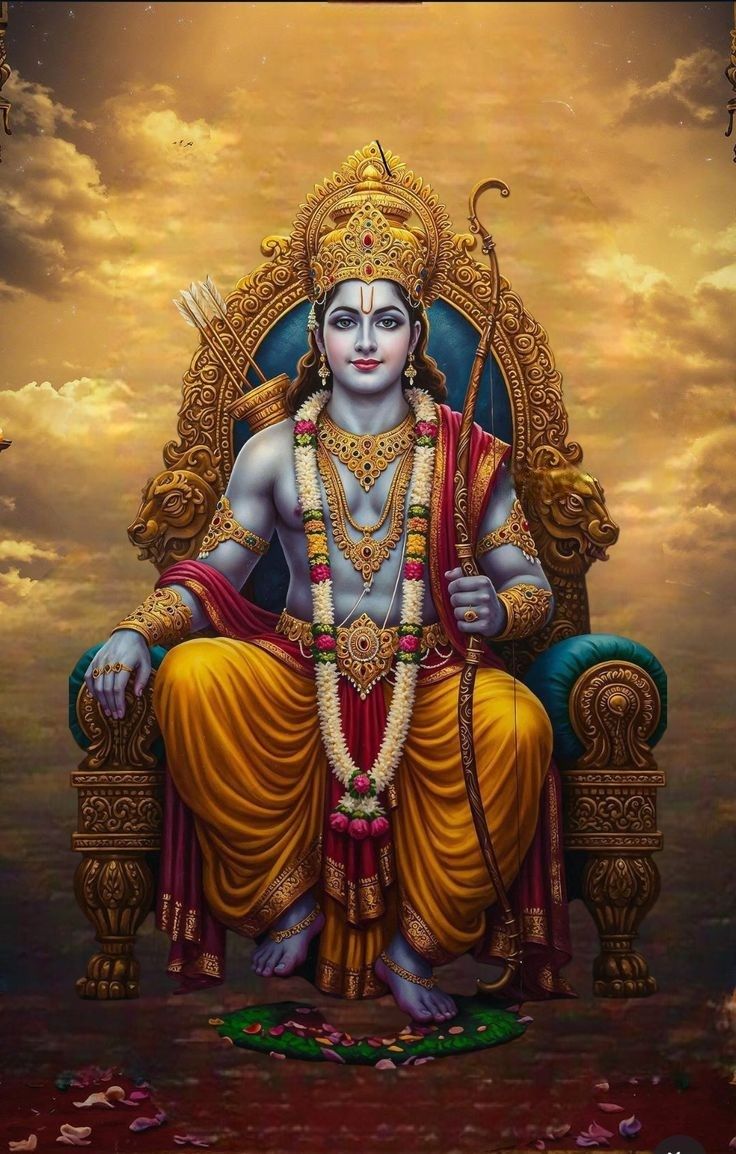 Lord Ram seated on a golden throne