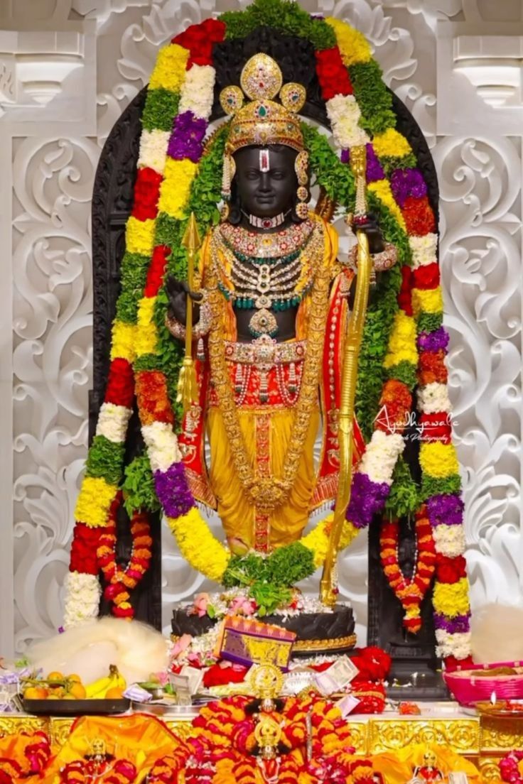 Lord Ram with bow and arrow statue