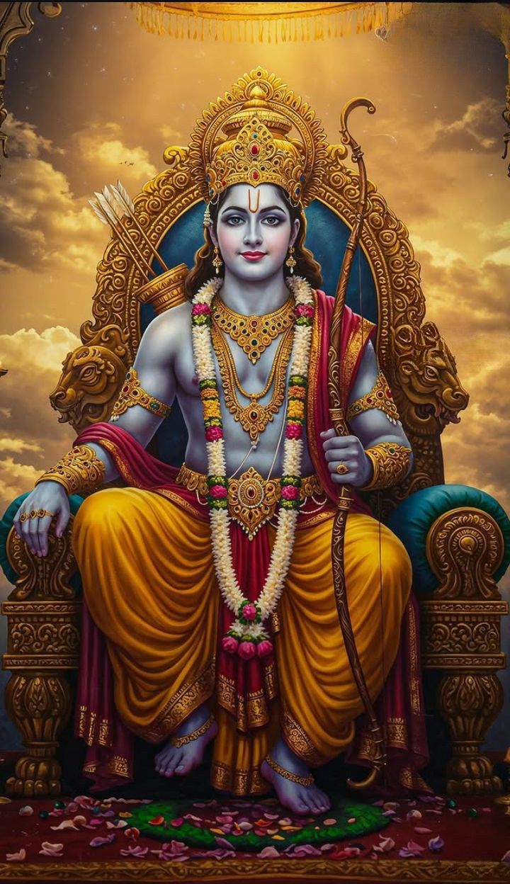 Lord Ram seated on golden throne