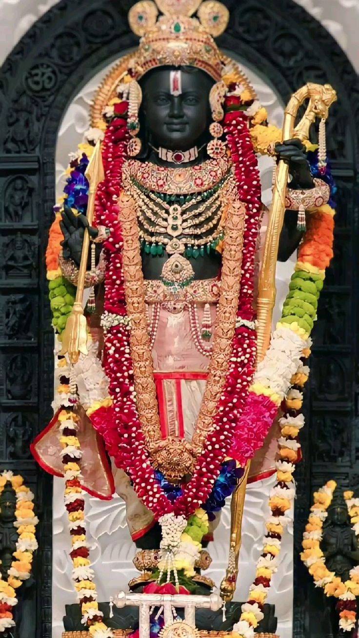 Lord Ram adorned with floral garland