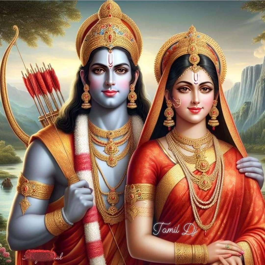 Ram and Sita in a divine portrait
