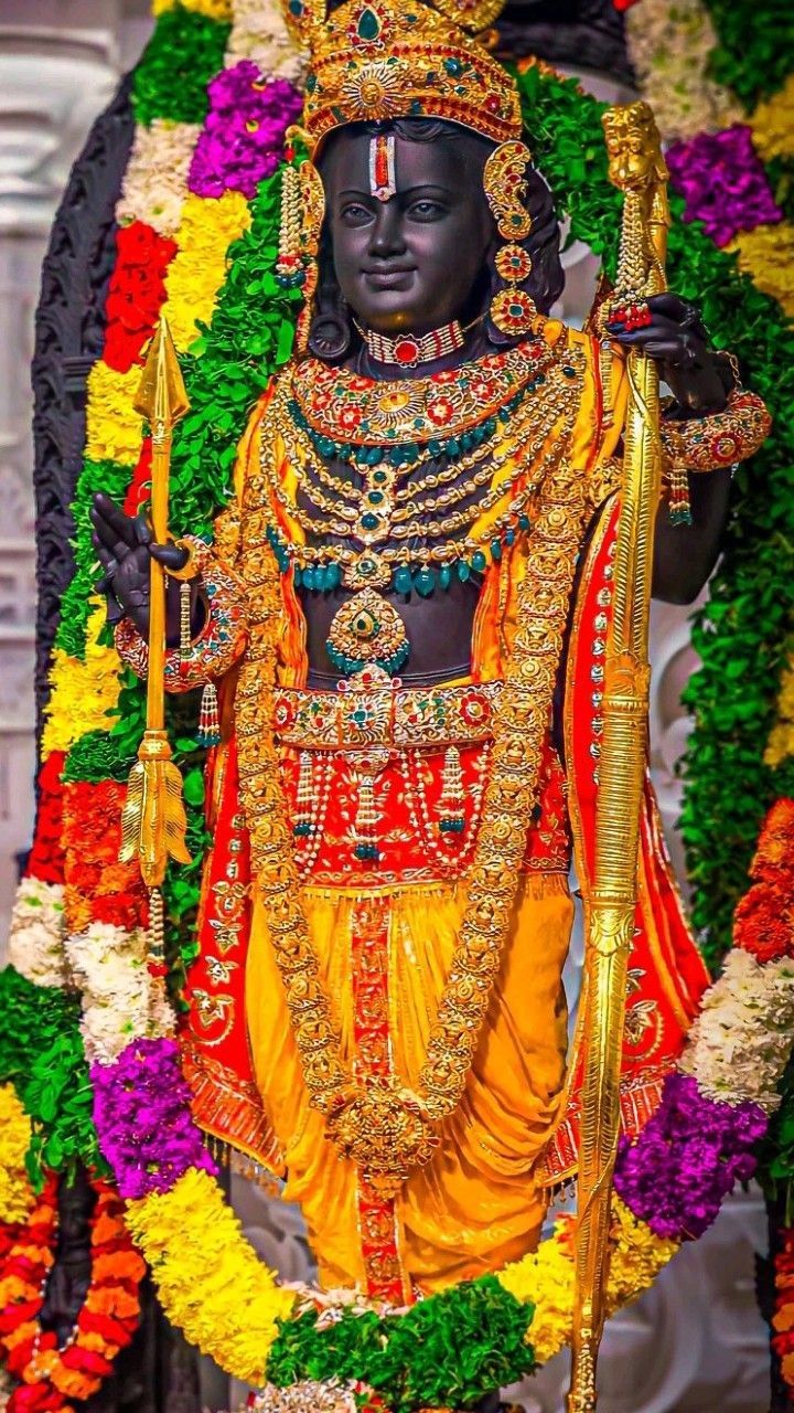 Lord Ram with bow, divine portrait.