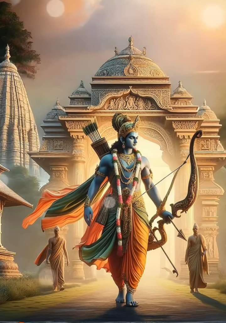 Lord Ram standing with bow and arrow