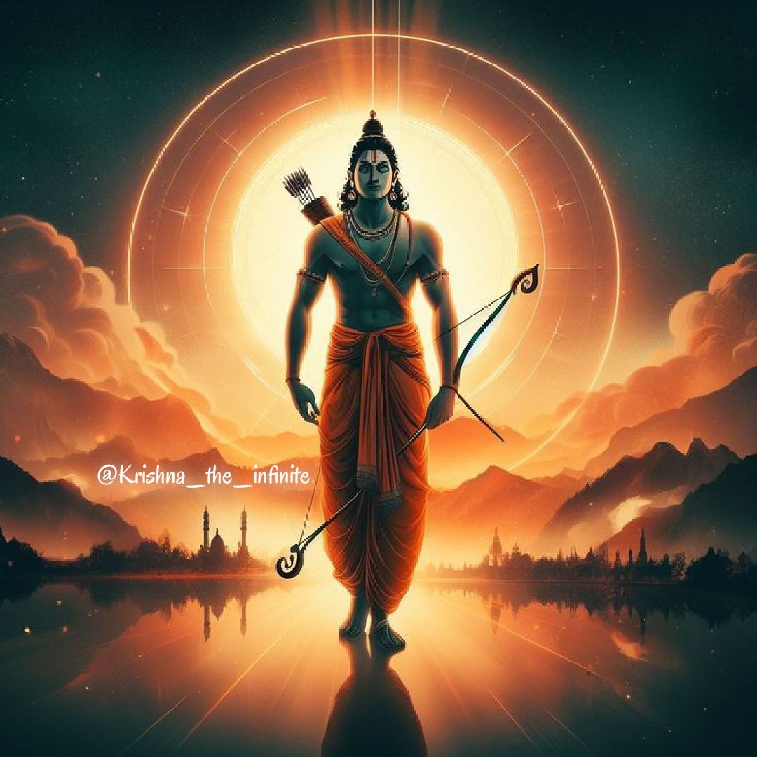 Lord Ram with bow and arrow poised