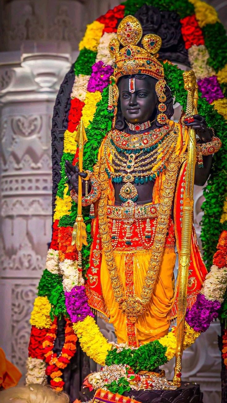 Lord Ram with bow and arrow, divine.