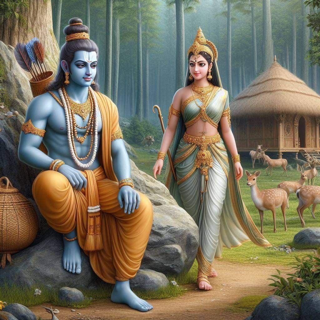 Lord Ram and Sita in the forest