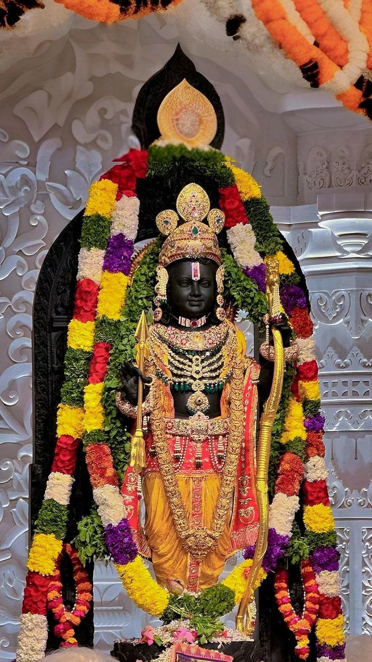 Lord Ram with bow and garland