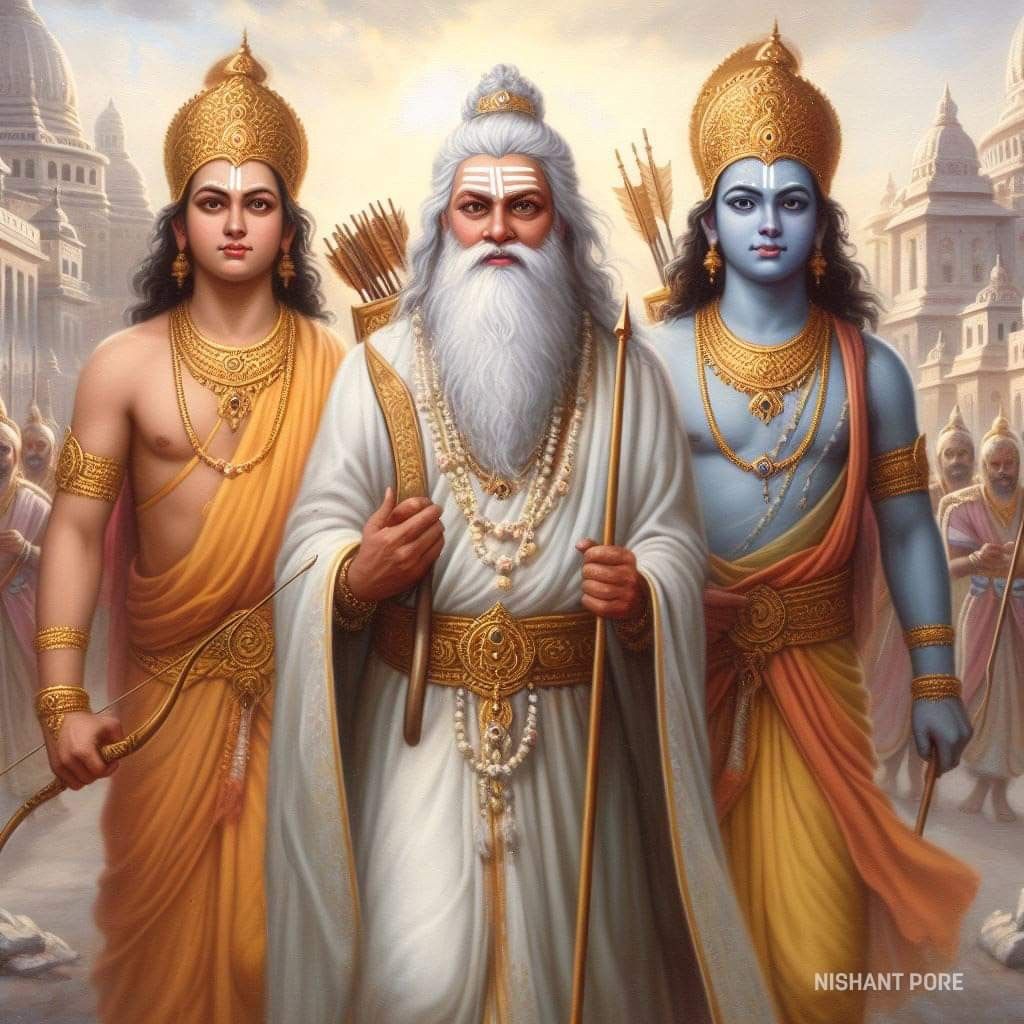 Ram, Lakshman, and Vishwamitra in forest
