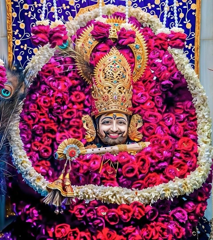 Ramdevpir adorned with floral crown
