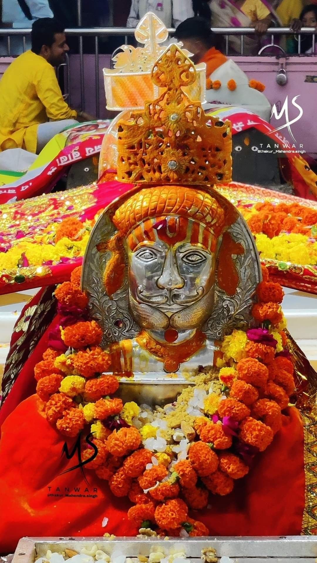 Ramdevpir face mask with marigolds