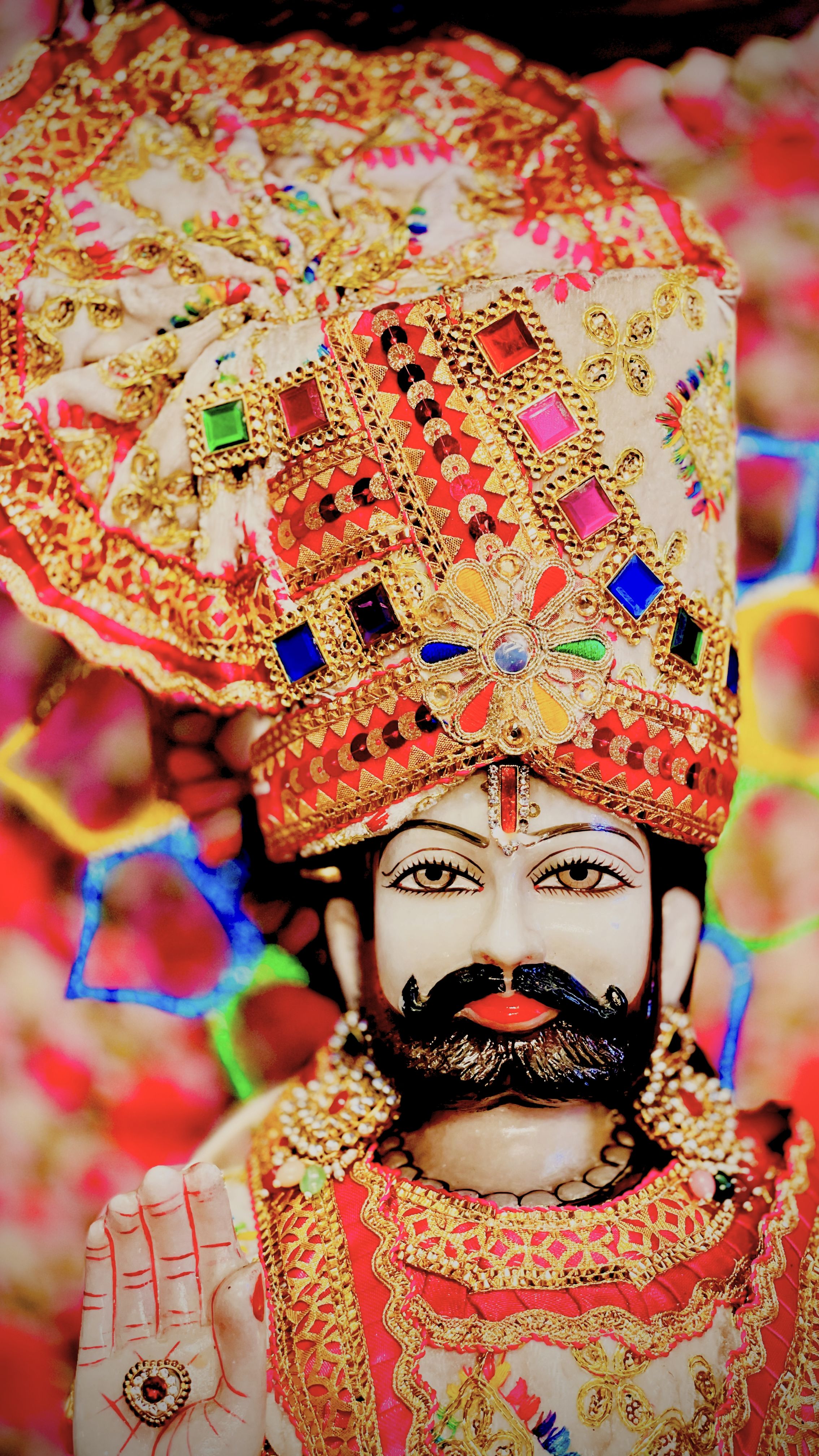 Close-up portrait of Ramdevpir deity