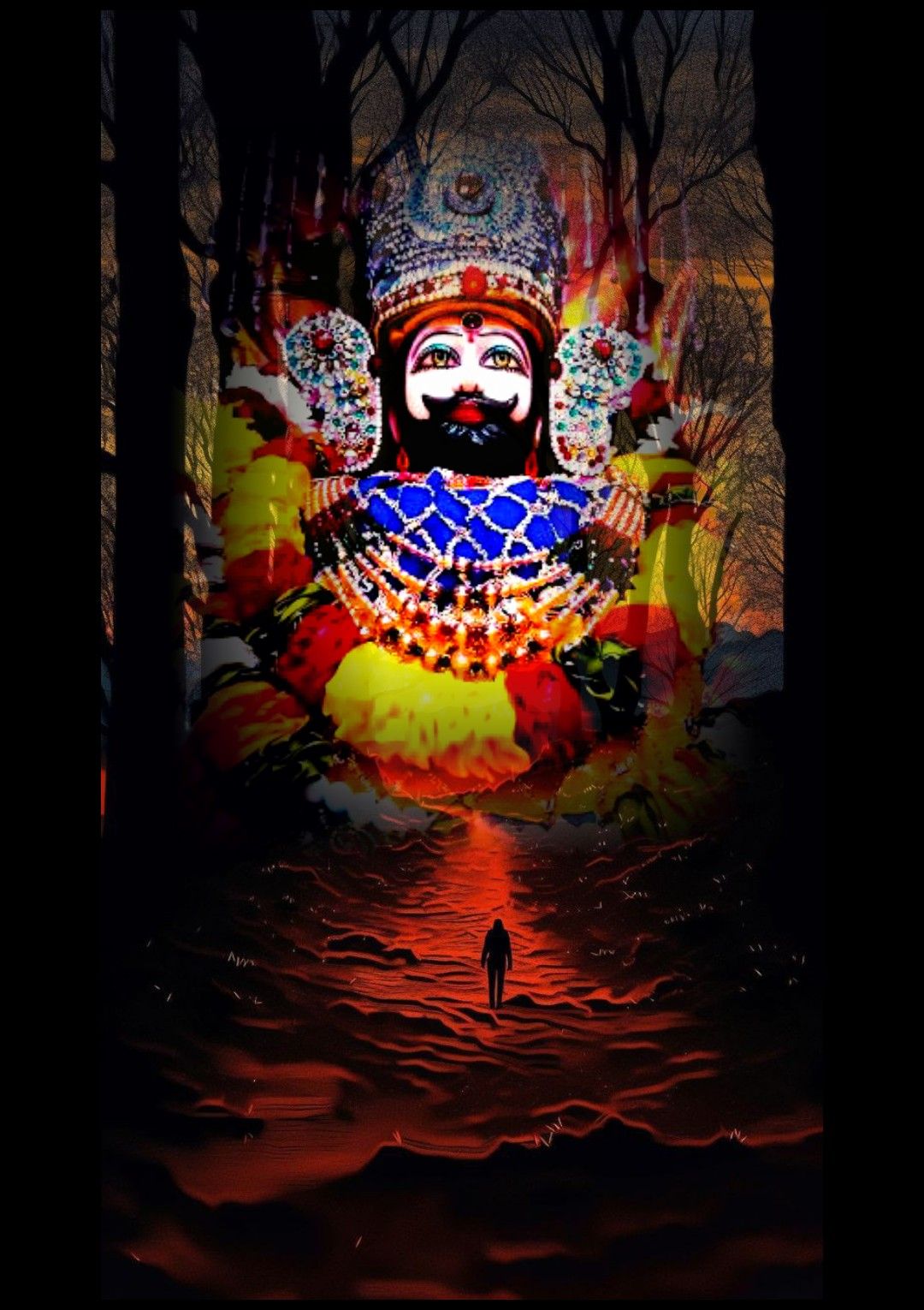 Ramdevpir portrait in a mystical forest