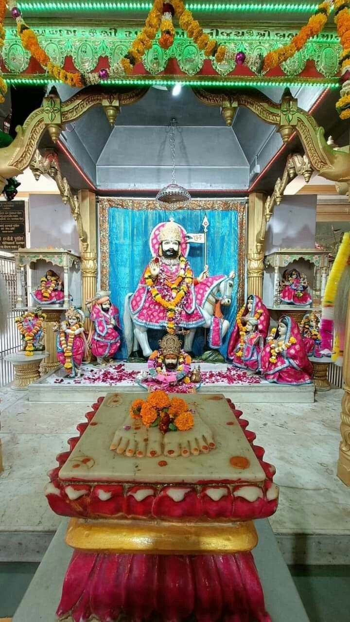 Ramdevpir in a beautifully decorated temple.