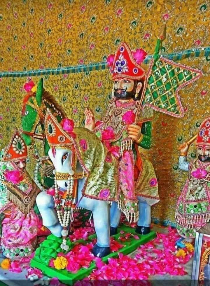 Ramdevpir riding a decorated horse