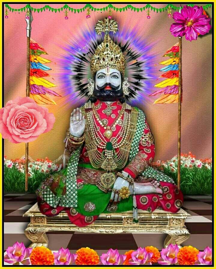 Ramdevpir Maharaj seated on a throne