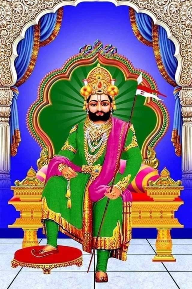 Ramdevpir seated on a throne