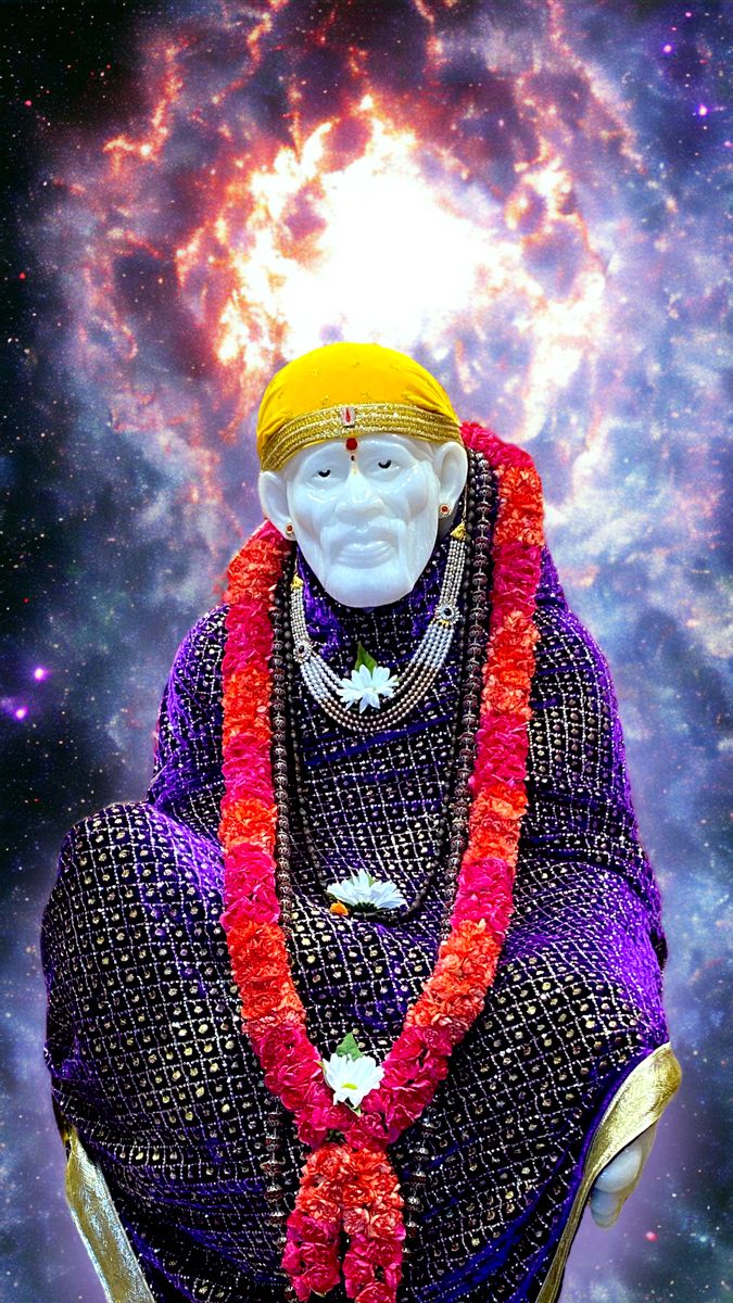 Sai Baba amidst a celestial galaxy