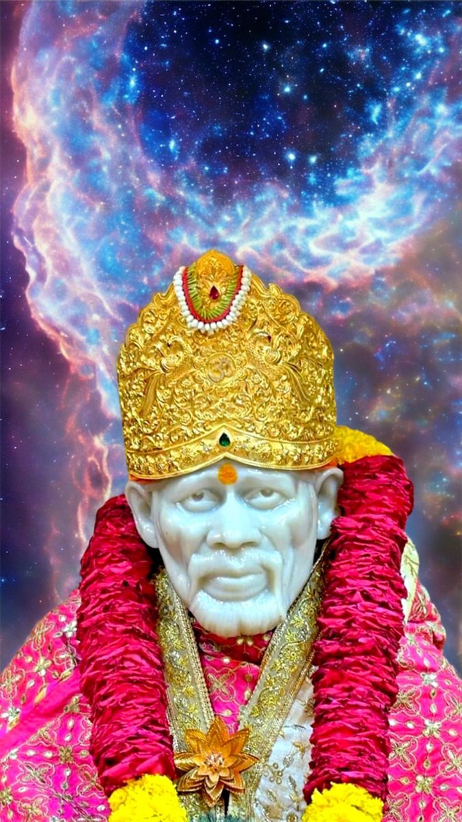 Sai Baba amidst a cosmic backdrop